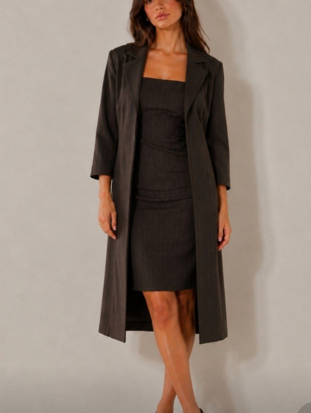 Pinstripe dress W/matching jacket